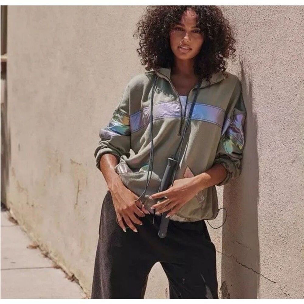 Free People Olive and Iridescent Hoodie